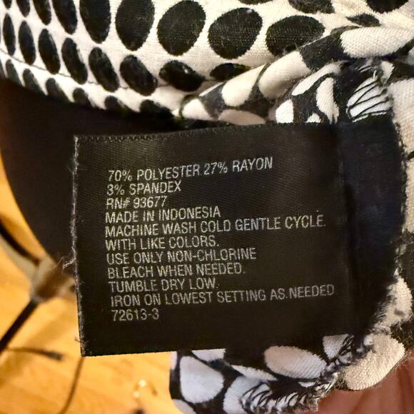 Worthington Retro Polka Dot Black White Short Sleeve Top (M) - Picture 7 of 7